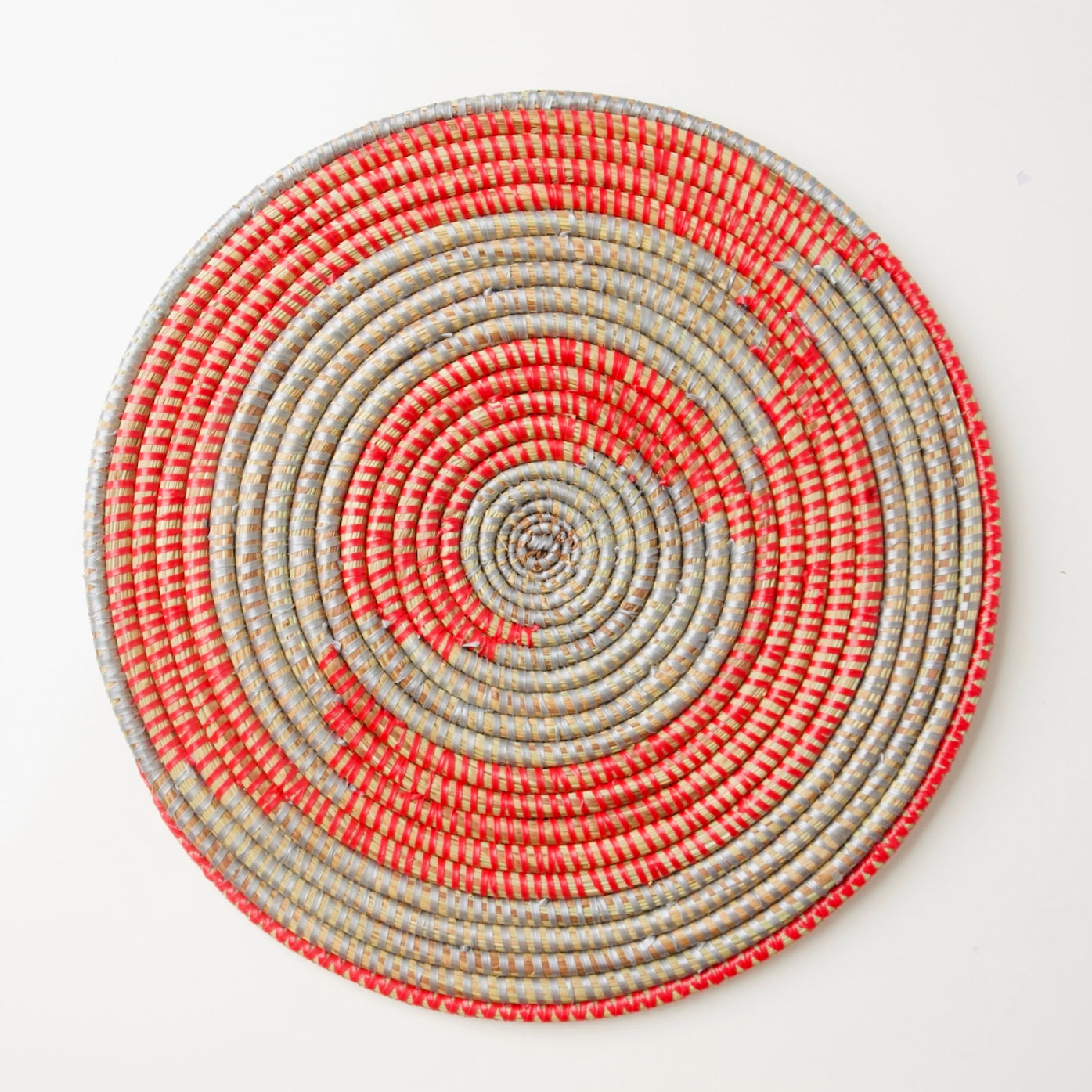 Plateau XL Vannerie gris-rouge